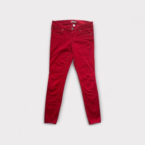 Express Jeans Womens 4 Red Stretch Denim Skinny Leg 5 Pocket Zip Fly 508510 - Picture 1 of 8